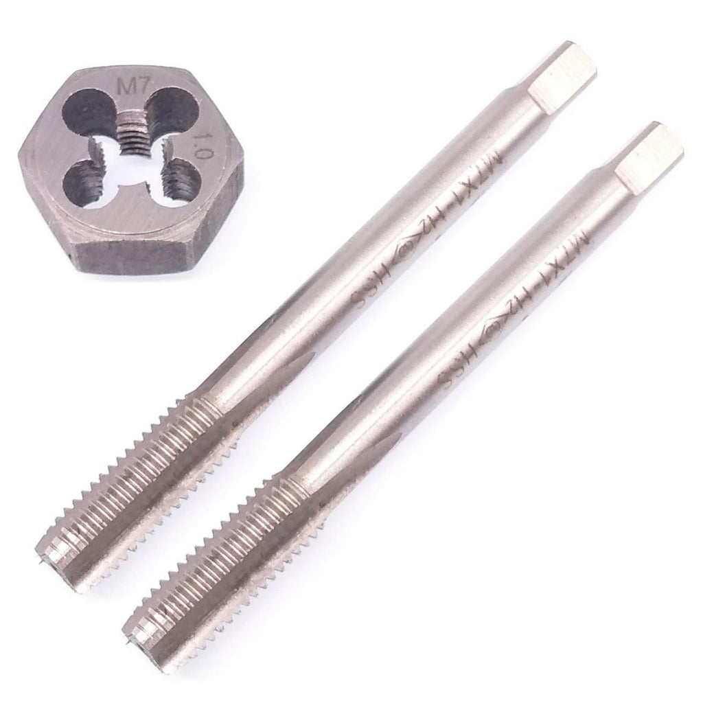 HSS M7 x 1mm Taper & Plug Tap & M7x1mm Hexagon Die Metric Thread Right Hand Set