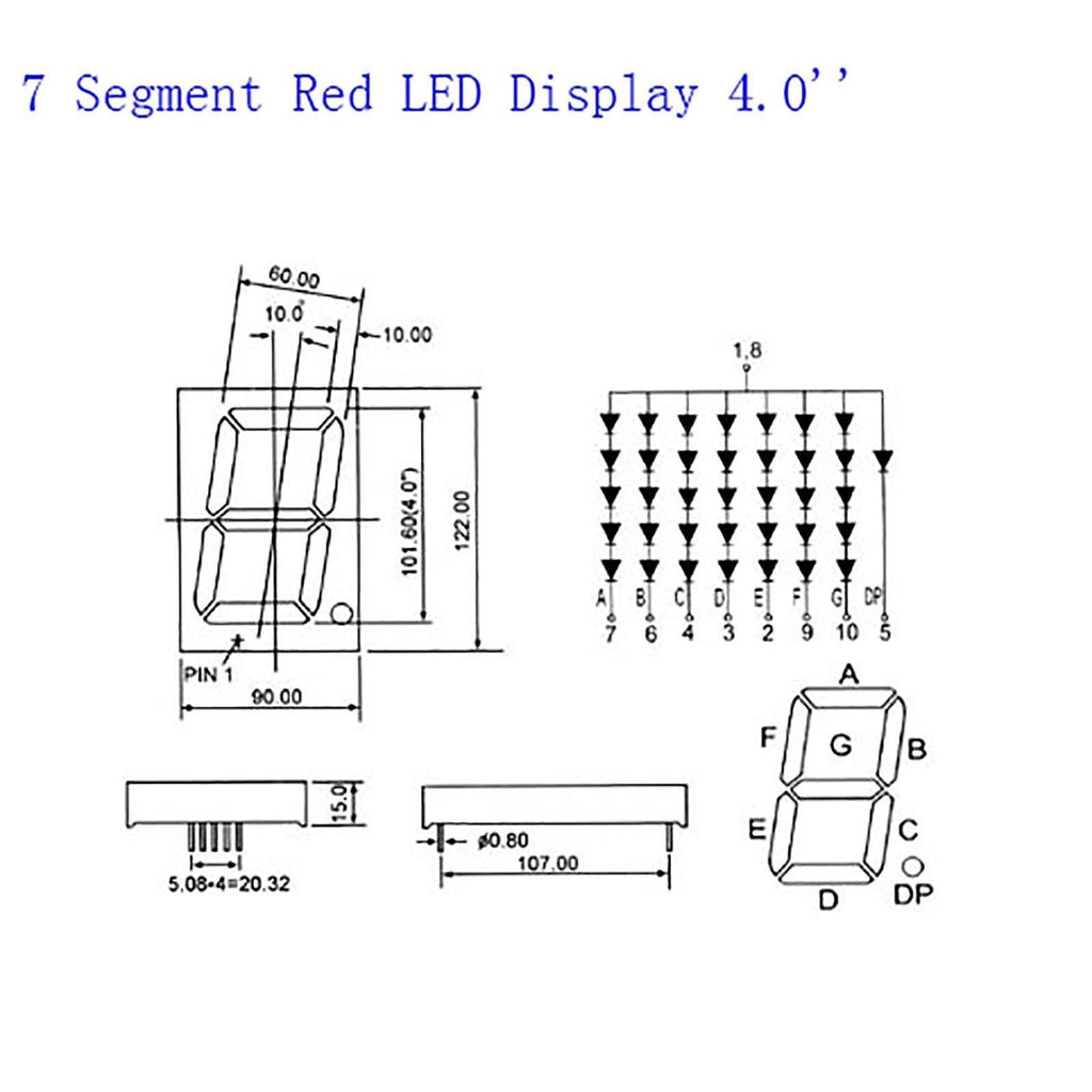 US Stock 4 inch 7 Segment Red LED Display Common Anode