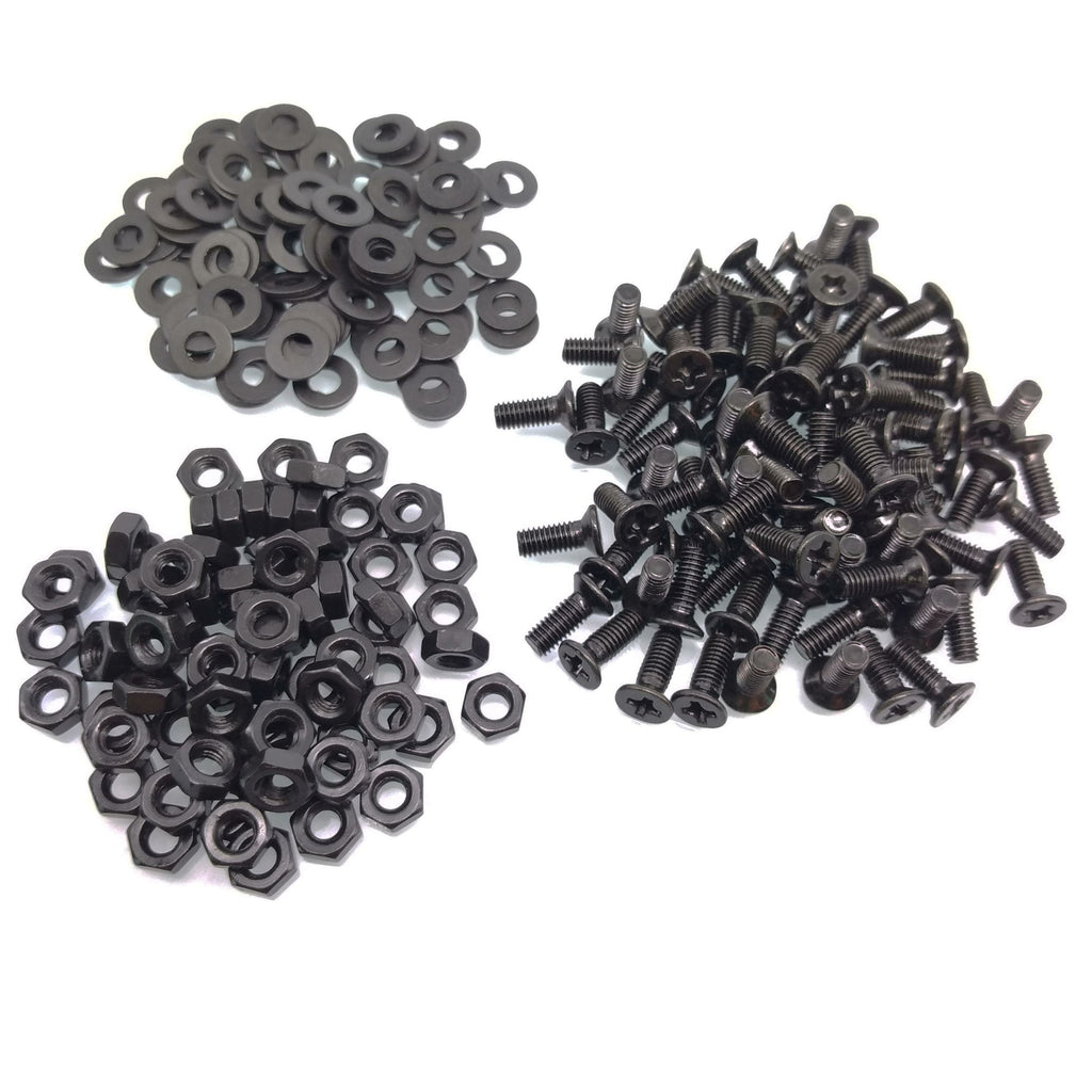 500pcs M3 x 10mm Flat Head Black Screws with Nuts Washers