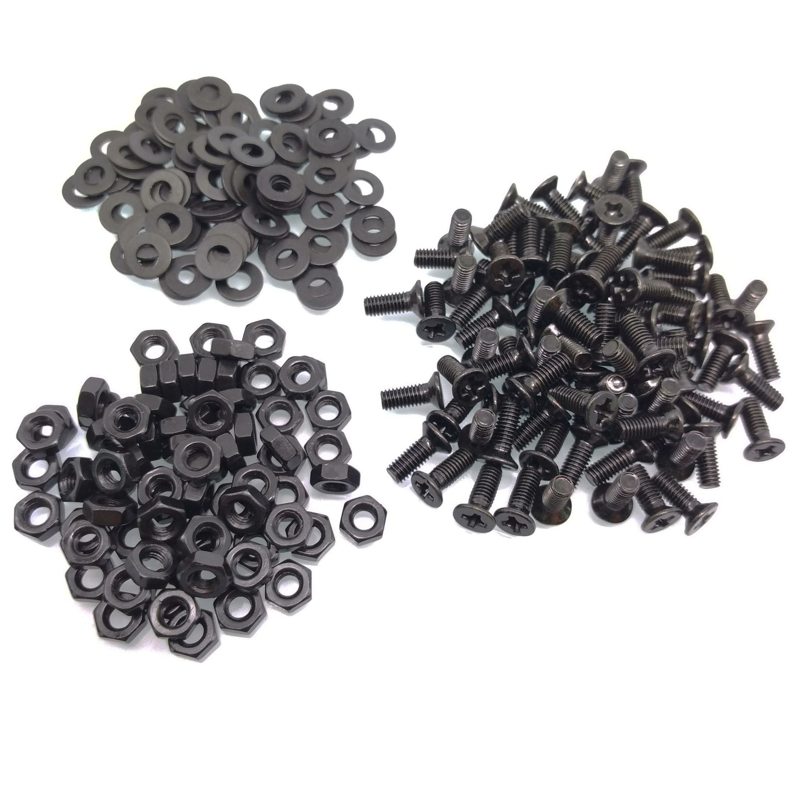 500pcs M3 x 10mm Flat Head Black Screws with Nuts Washers