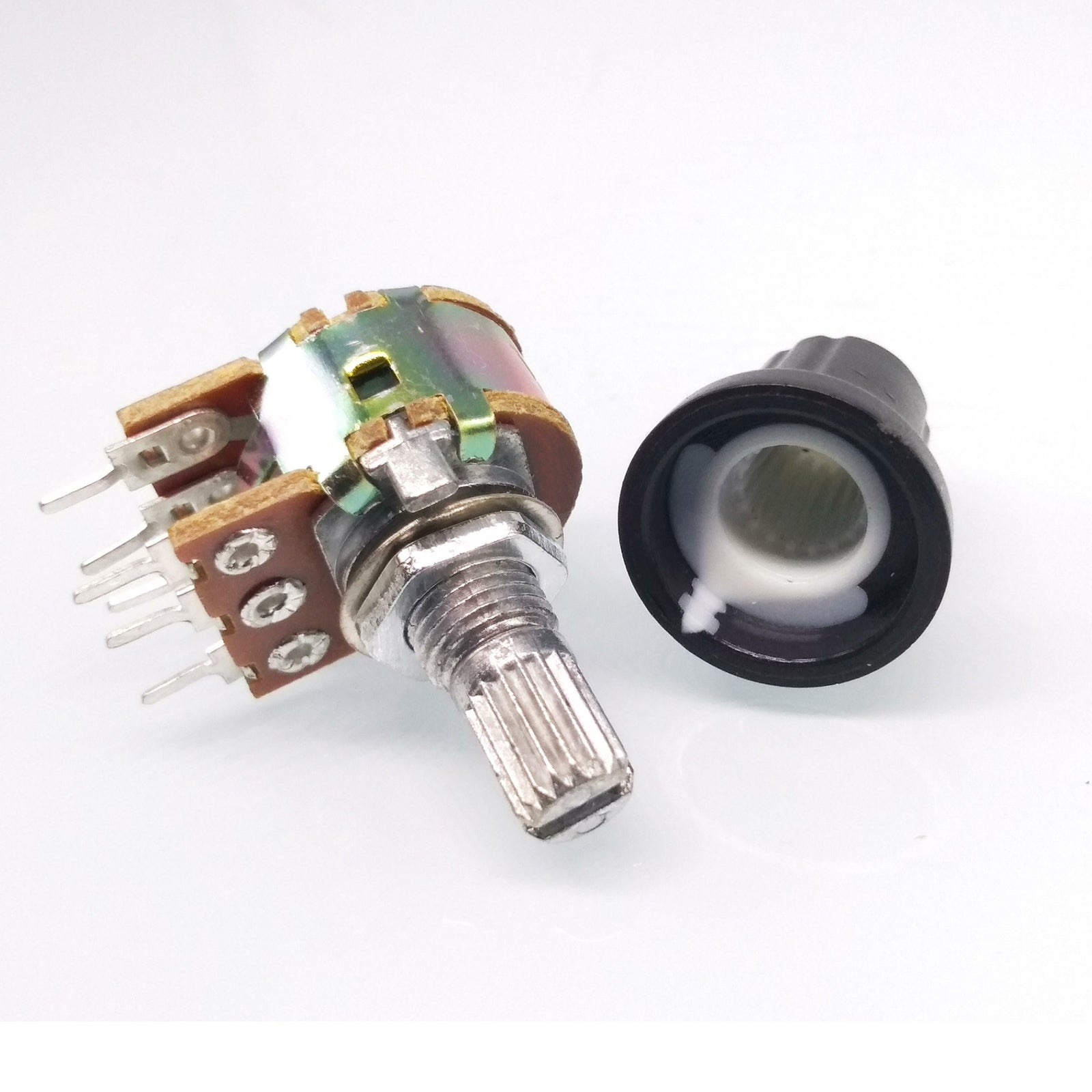 10 Units 10K B10K OHM Linear Taper Rotary Dual Potentiometer POT White Knob