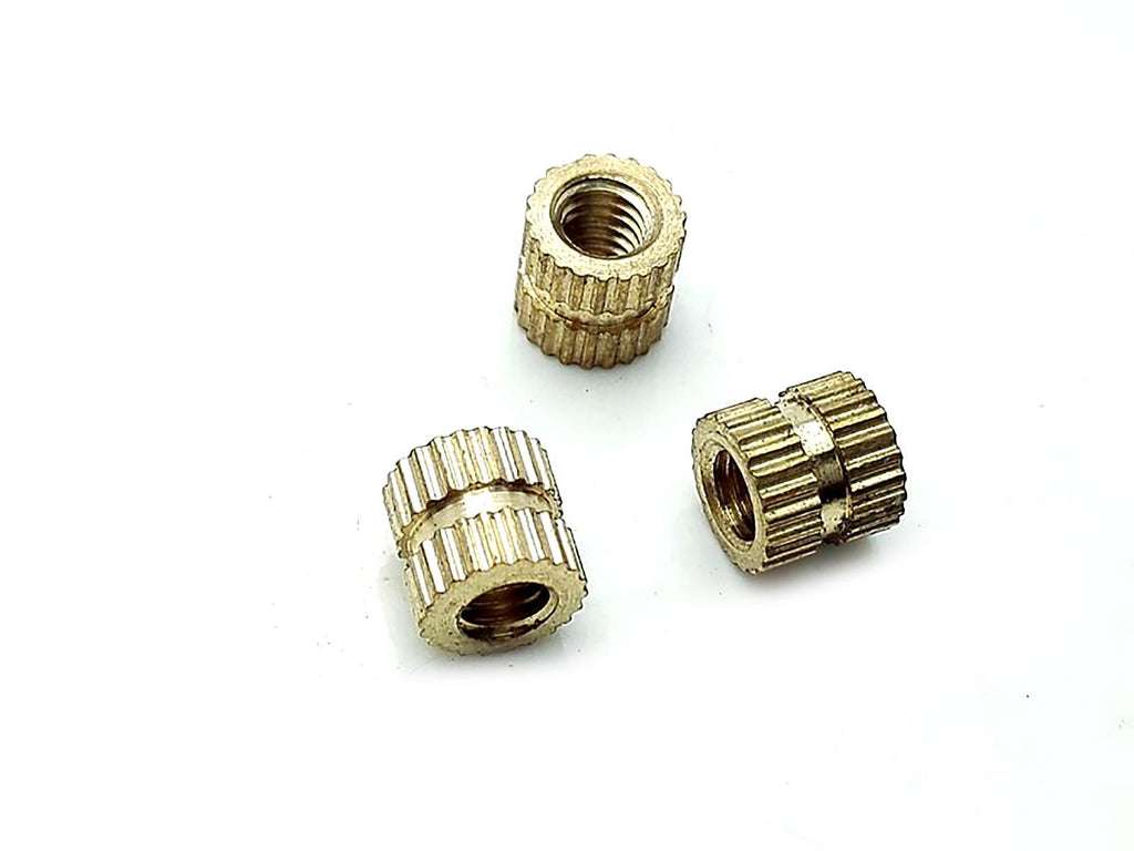 US Stock 50x M4 L6mm OD6.3mm Brass Cylinder Knurled Threaded Insert Embedded Nut