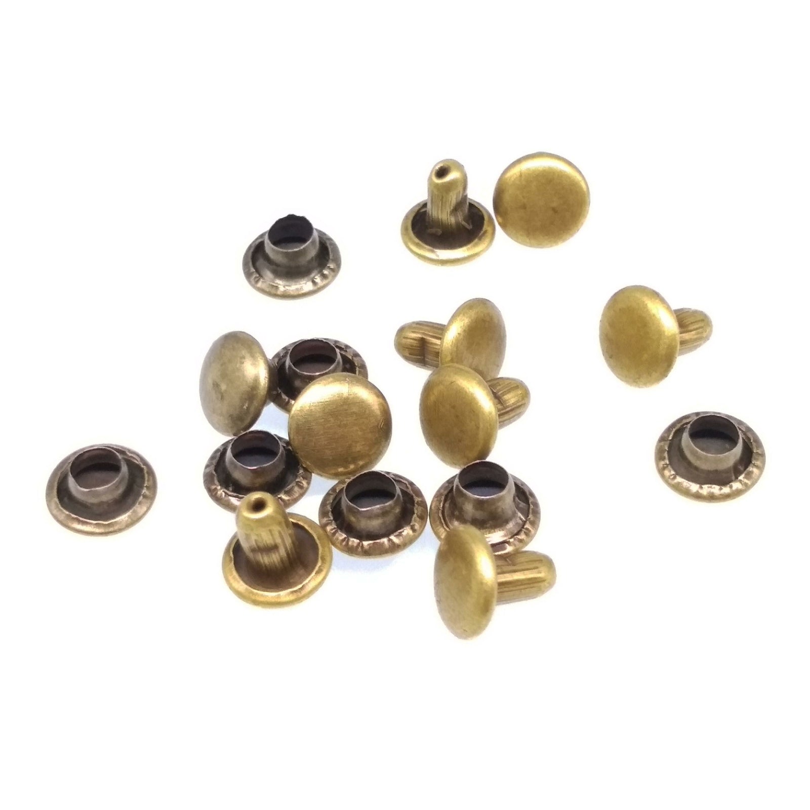 100pcs 6mm Round Double Cap Rivets Leather Craft Stud Repair Tool DIY Set Bronze