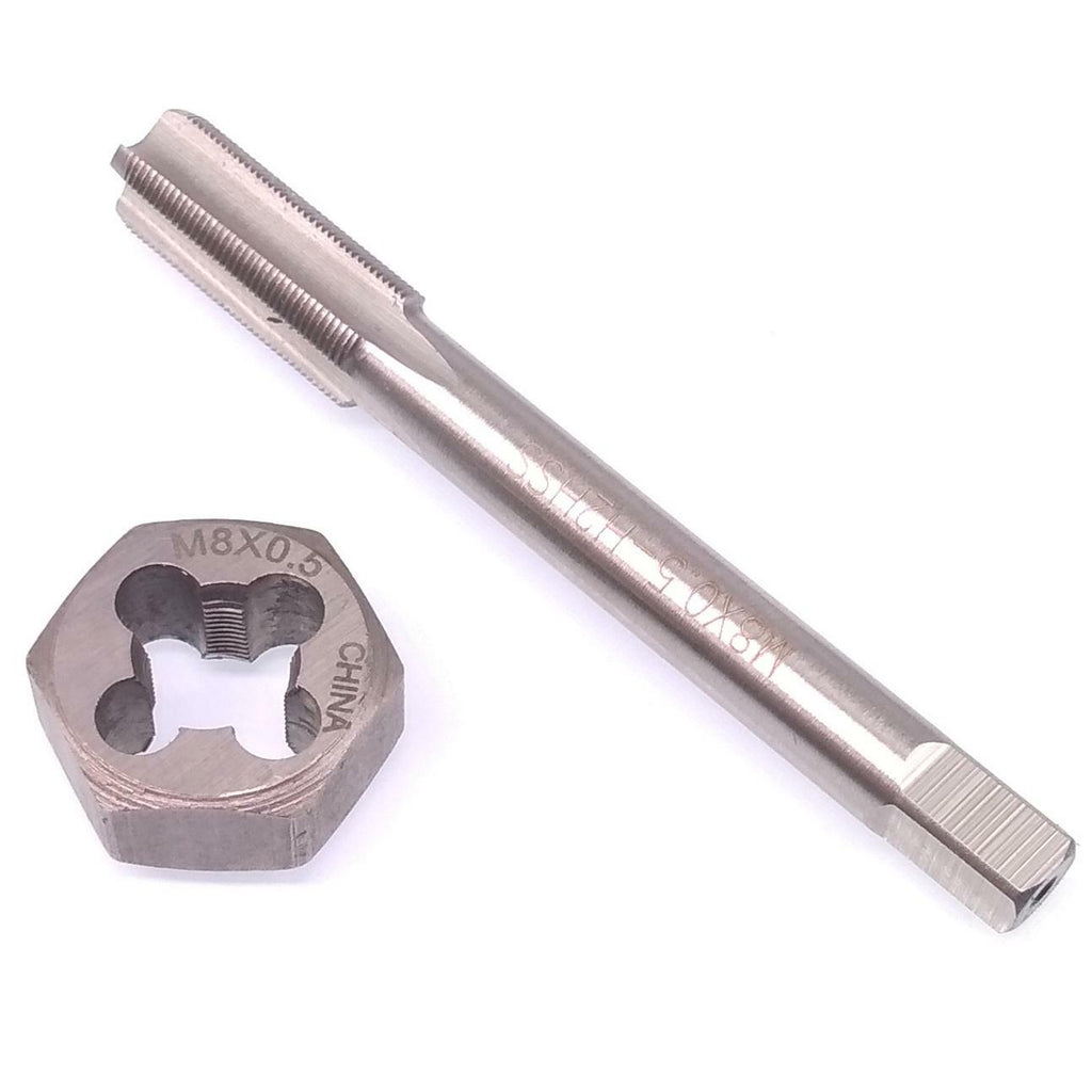 US Stock HSS M8 x 0.5mm Tap & 8 x 0.5mm Hexagon Die Metric Thread Right Hand Set