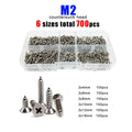 700pcs M2 304SS Phillips Flat Countersunk Head Self Tapping Wood Screw Set Kit