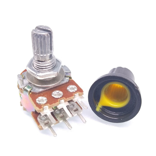 10 Units 5K B5K OHM Linear Taper Rotary Dual Potentiometer POT Yellow Knob