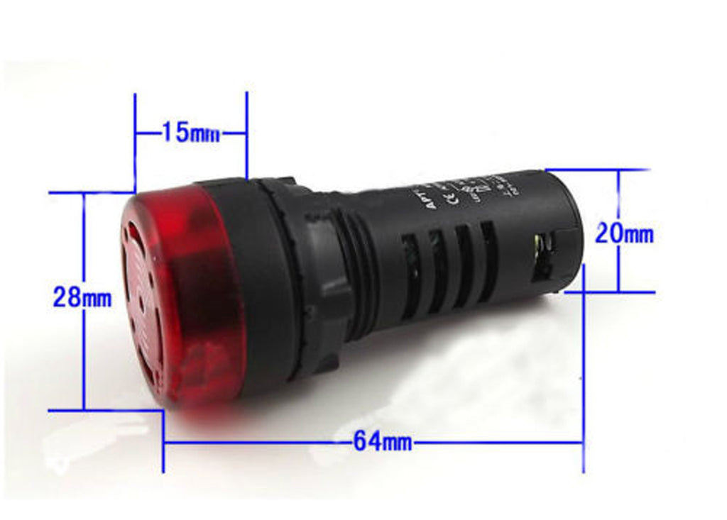 US Stock 2pcs AD16-16SM Red Bulb DC 12V Flash Buzzer Acousto-Optic Buzzer 16mm