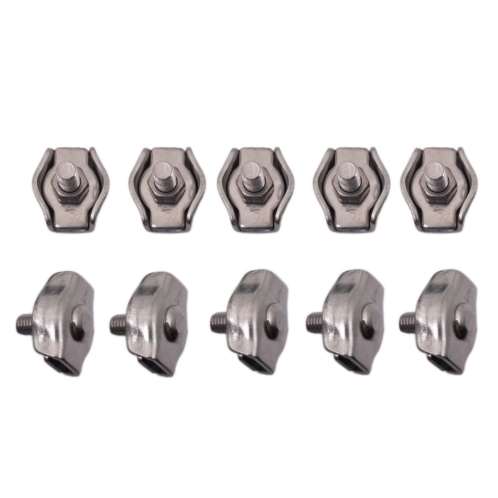 US Stock 10pcs 4mm 304/A2 Stainless Steel Wire Rope Simple Grip Cable Clamp
