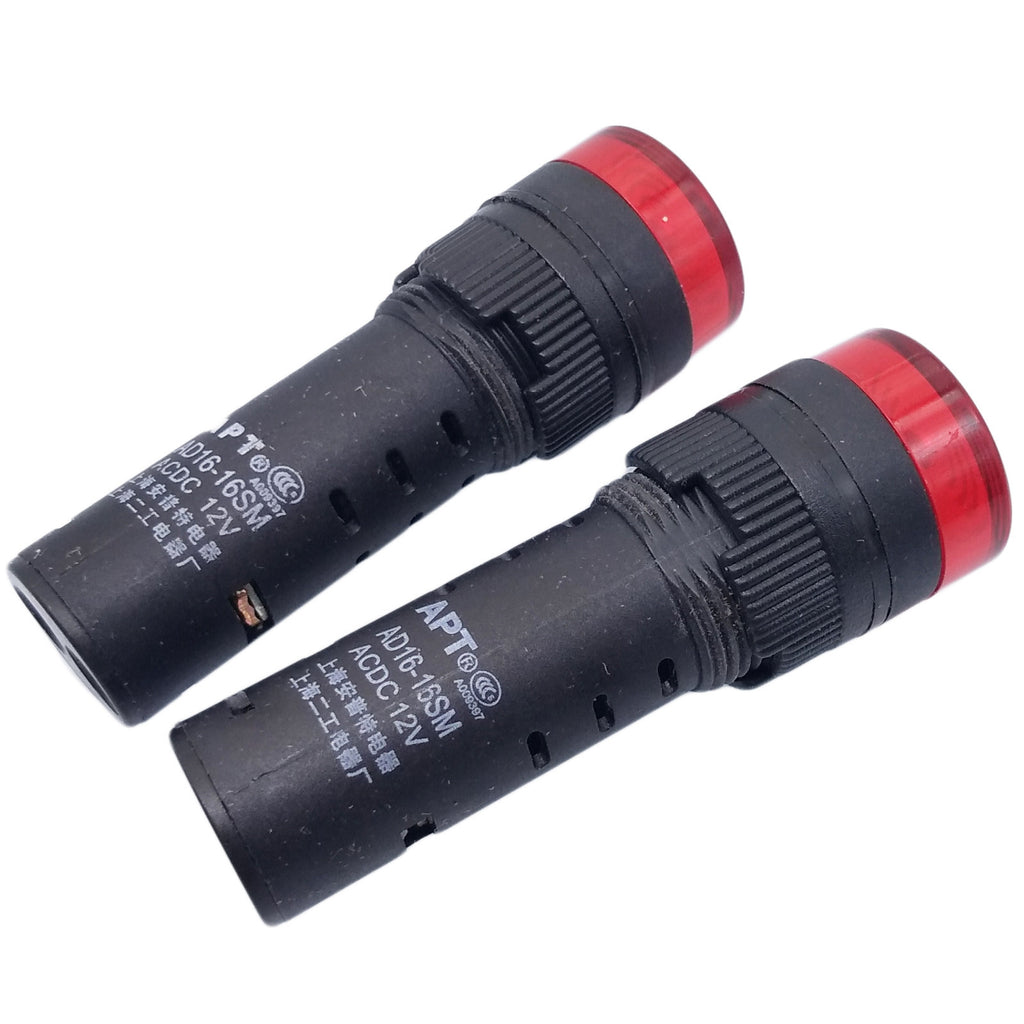 US Stock 2pcs AD16-16SM Red Bulb DC 12V Flash Buzzer Acousto-Optic Buzzer 16mm