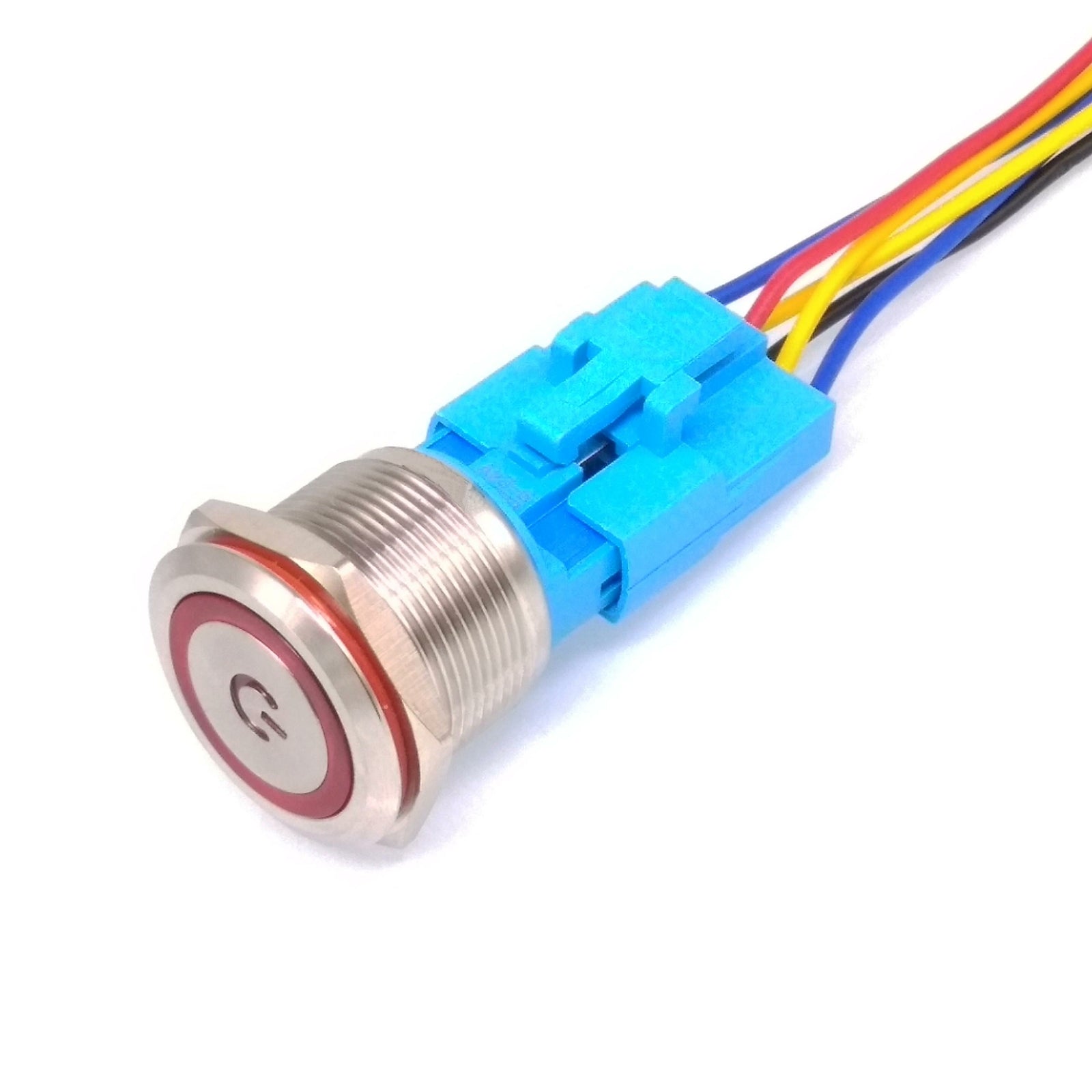 22mm Waterproof 9-24V LED 5Pin ON-OFF Car Push Button Switch Momentary Red
