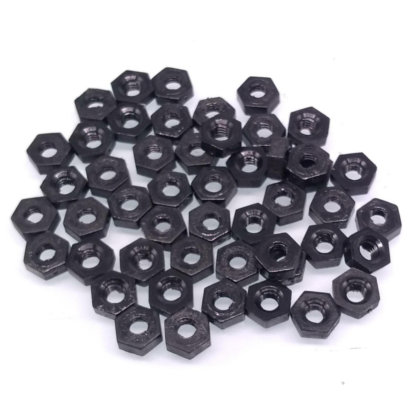 500pcs M2.5 Metric Thread Insert Screw Fastener Black Nylon Hex Nut