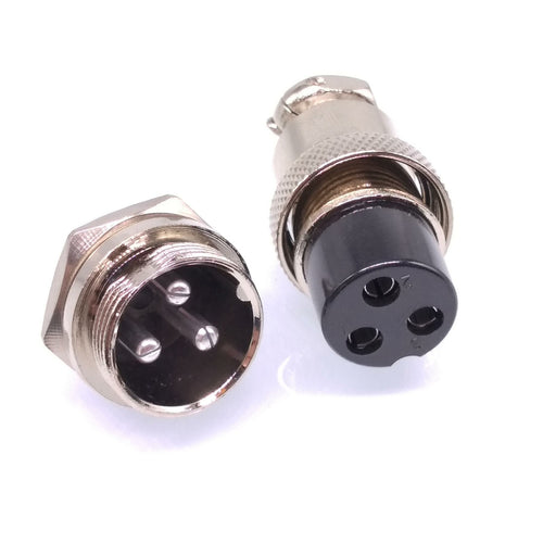 1Set GX20 3Pin 20mm Panel Mounting Metal Aviation Connector Plug + Socket