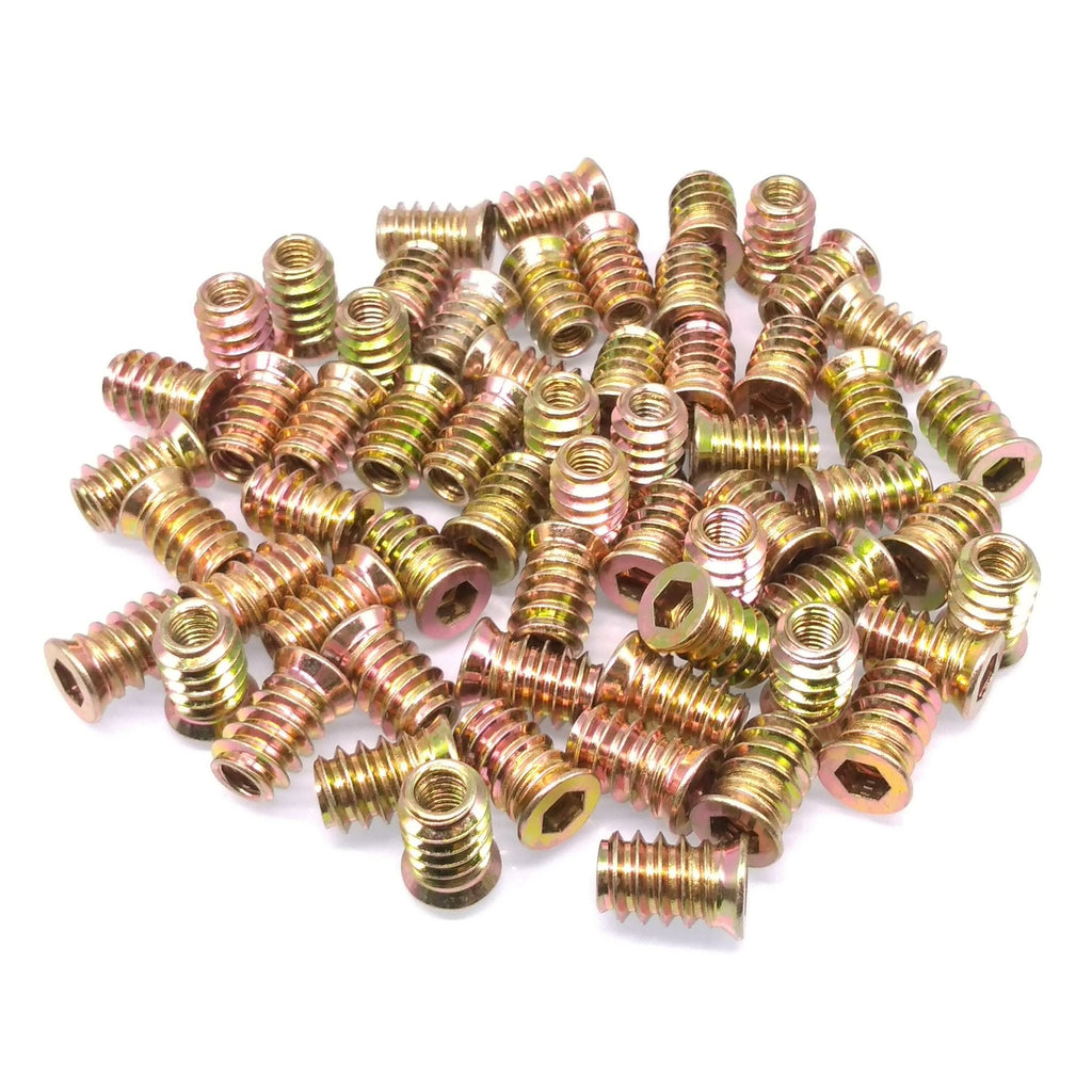 100pcs M6 x 15mm Furniture Screw-in Nut Bolt Fastener Hex Socket Insert Nuts