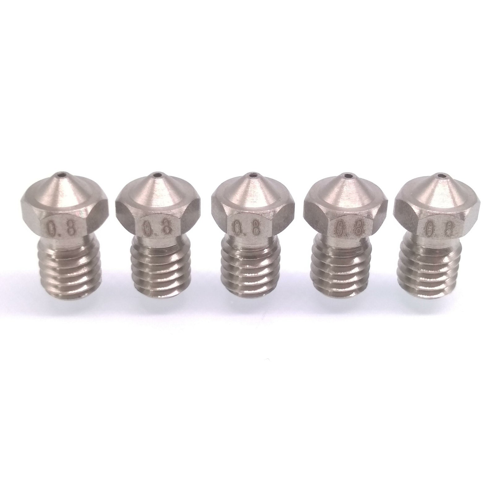5pcs 3D Printer Extruder Stainless Steel Nozzle 0.8mm M6 Thread 1.75mm For E3D