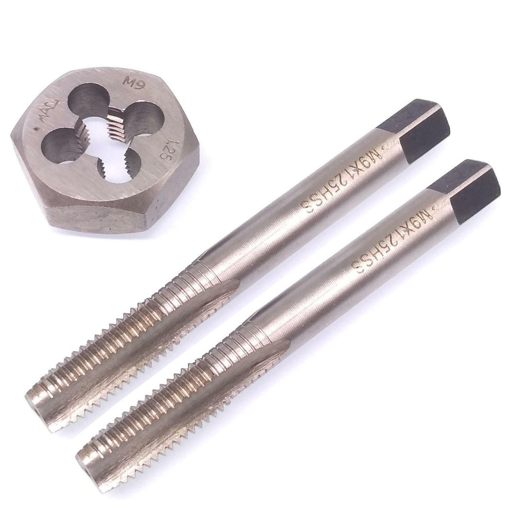 HSS M9 x 1.25mm Taper & Plug Tap & 9x1.25mm Hexagon Die Metric Thread Right Hand