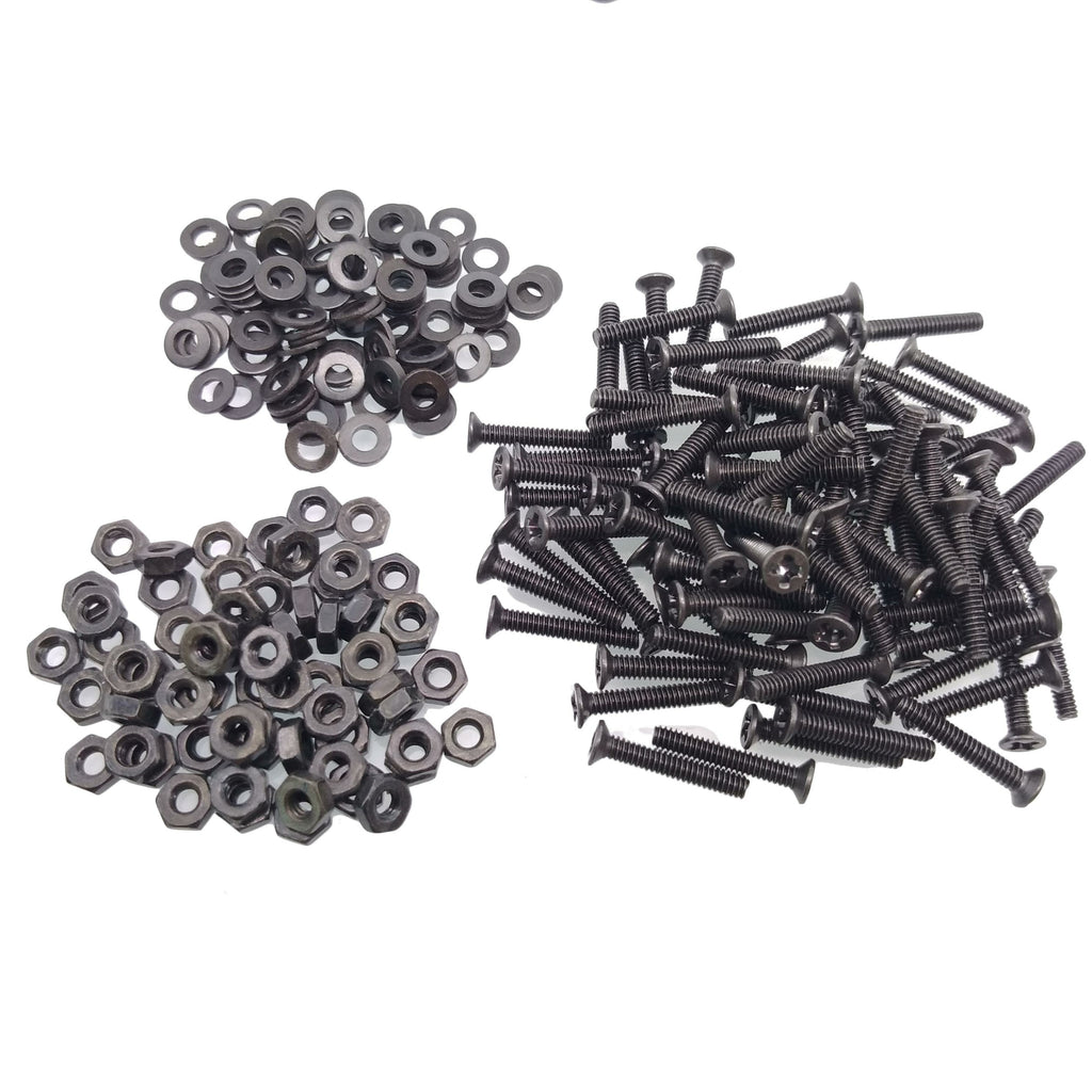 500pcs M2.5 x 12mm Flat Head Black Screws with Nuts Washers
