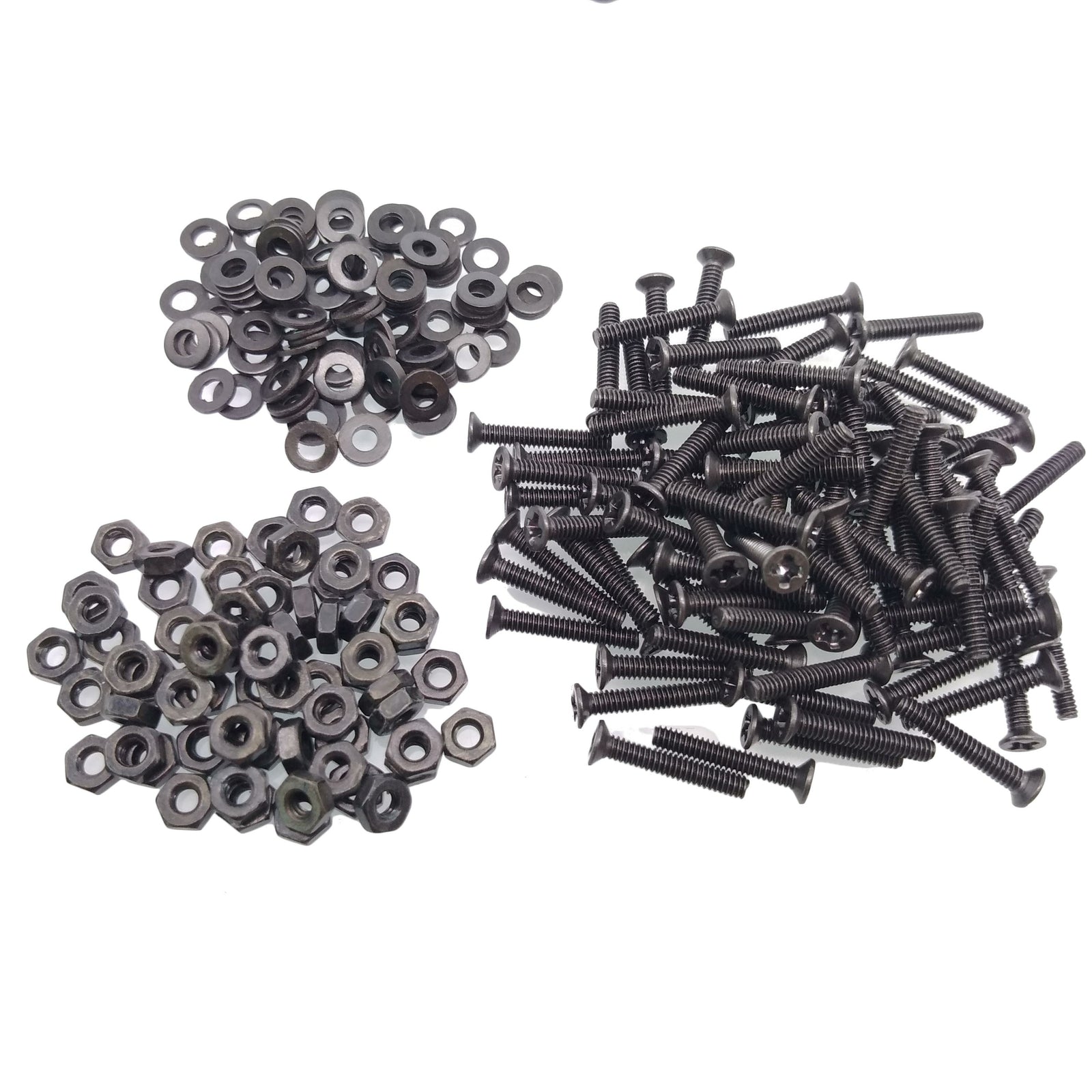 500pcs M2.5 x 12mm Flat Head Black Screws with Nuts Washers