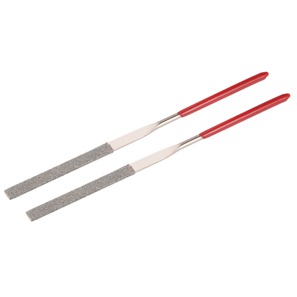 2pcs 3mm x 140mm Flat Diamond Needle File 150 Grit