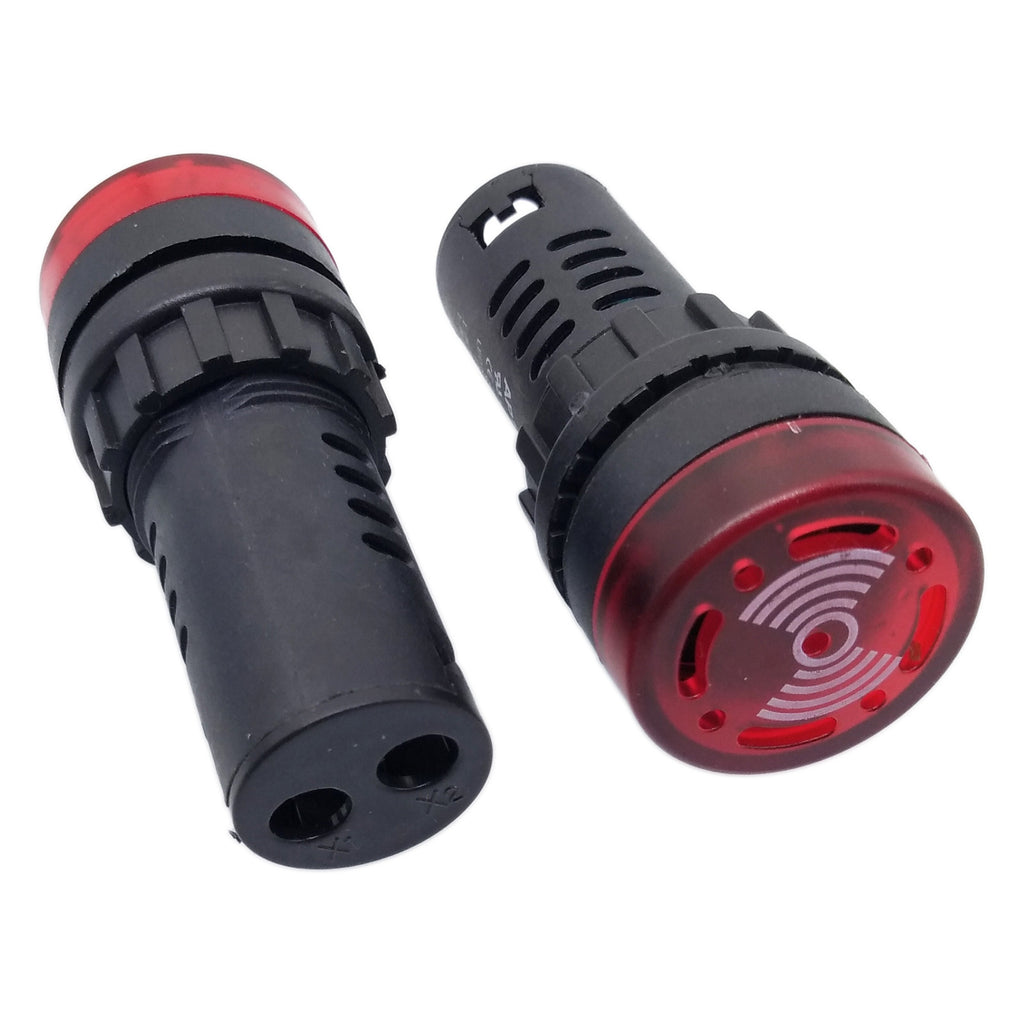 US Stock 2pcs AD16-22SM 110V Red LED Indicator Light Signal Flash Buzzer Beep