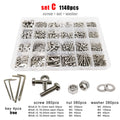 1140pcs M2-M5 304 A2 Stainless Steel Torx Pan Round Head Screw Bolt Nut Set Kit