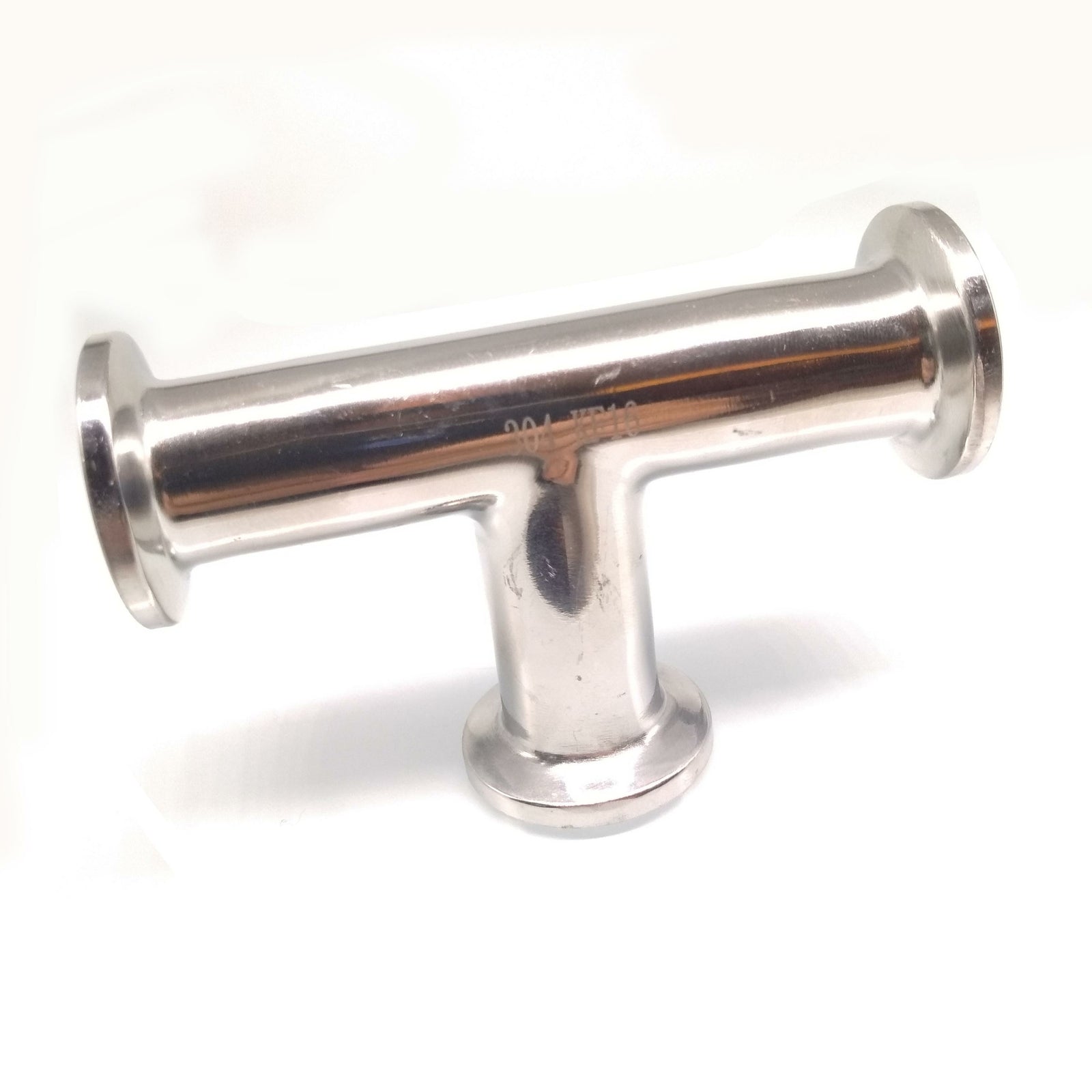Stainless Steel KF-16 Straight Tee, 3-way All Ends KF-16 Flange Vaccum Fitting